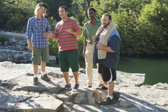 Adam Sandler tries to convince a mob of angry critics not to throw him and his friends over the cliff.