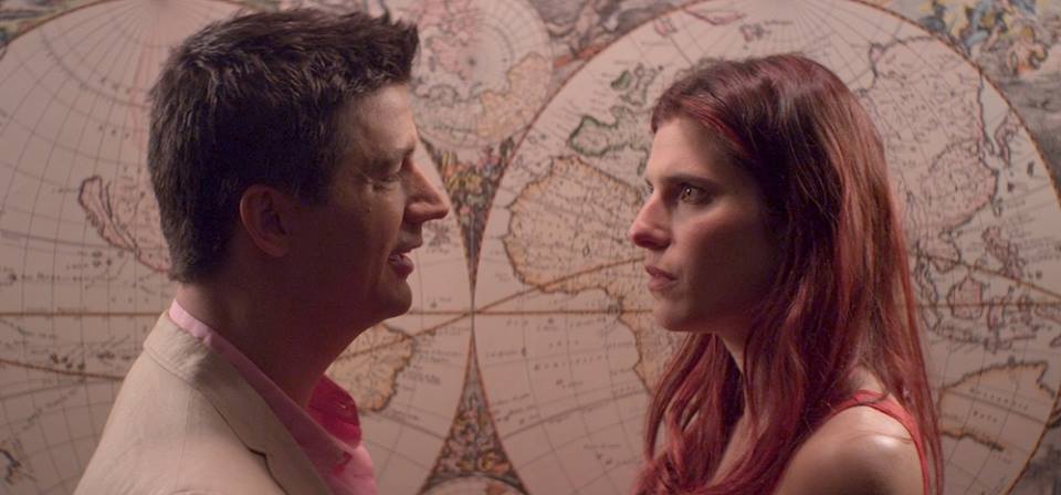Fred Marino offers a skeptical Lake Bell the world.