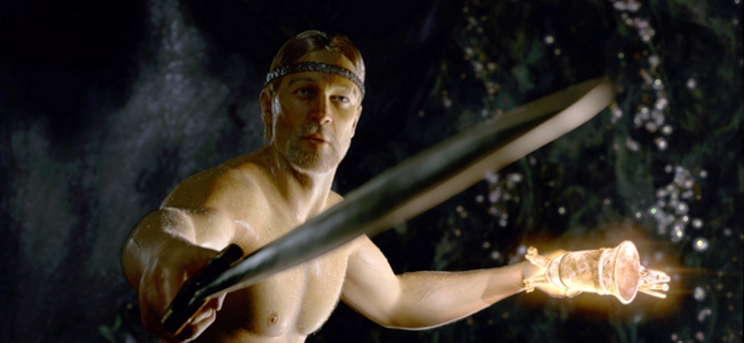 If I saw Angelina Jolie rising naked out of a cave pool, I'd draw my sword too - but it would likely be a different sword.